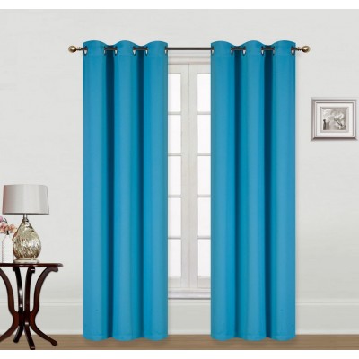 (K68) TURQUOISE 2-Piece Indoor and Outdoor Thermal Sun Blocking Grommet Window Curtain Set, Two (2) Panels 35" x 84" Each   